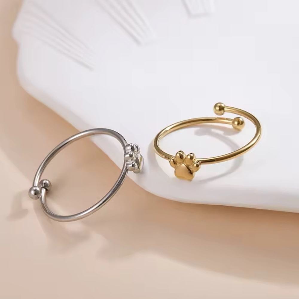 Gold Paw Open Ring. Stainless Steel Gold Color Paw shape Ring 🐾 - Picture 3 of 4